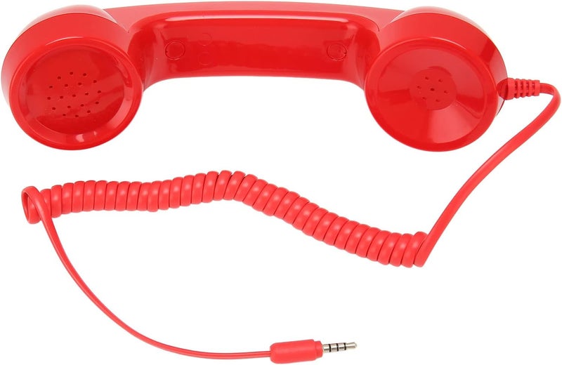 Heayzoki Retro Phone Handset, 3.5mm Cell Phone Receiver, Radiation Proof, HandheldCell Phone Telephone Handset for Mobile Phones Computers (Red) - Image 1